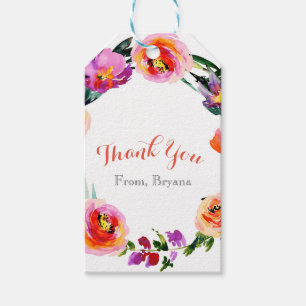 Etiqueta Para Presente Grinalda Floral Brilhante e Ousada Banho de Noiva