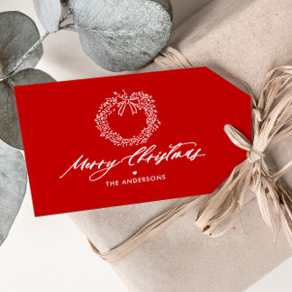Etiqueta Para Presente Grinalda Minimalista de Natal Personalizada