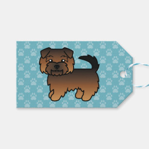 Etiqueta Para Presente Grizzle Norfolk Terrier Dog Em Fundo Azul