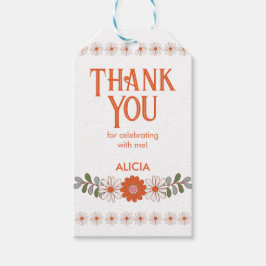 Etiqueta Para Presente Groovy Classic Daisy Hippie Flora Leaf Obrigado