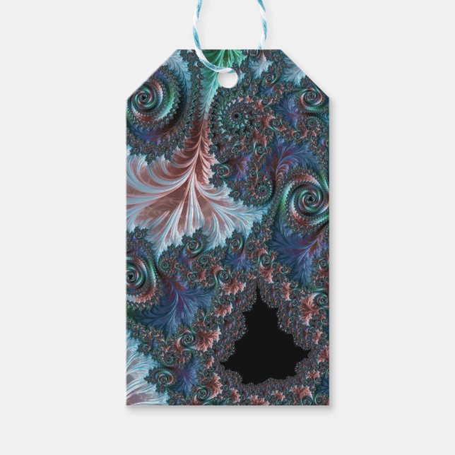 Etiqueta Para Presente Groovy Colorful Boho Hippie Mandelbrot Fractal Art (Frente)