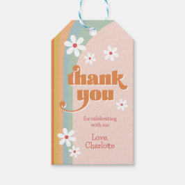 Etiqueta Para Presente Groovy Daisies Girl's Aniversário Obrigado