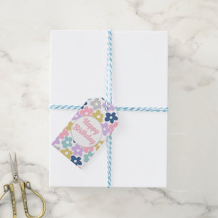 Etiqueta Para Presente Groovy Daisy Flowers Retro Boho Floral