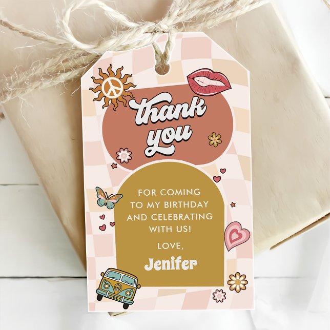 Etiqueta Para Presente Groovy Daisy Retro Party (Criador carregado)