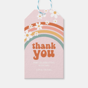Etiqueta Para Presente Groovy Obrigado Daisy Boho floral arco-íris Favor