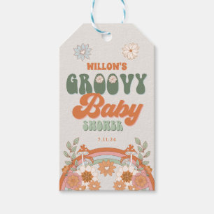 Etiqueta Para Presente Groovy Rainbow Hippie Chá de fraldas Favorece Etiq