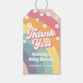 Etiqueta Para Presente Groovy Retro 70s Chá de fraldas Arco-Íris Daisy