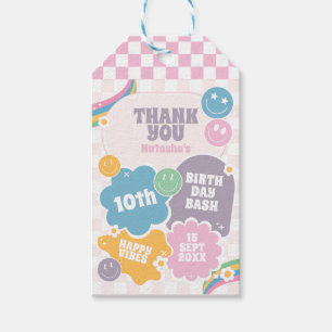 Etiqueta Para Presente Groovy Retro Sorri Aniversário Obrigado