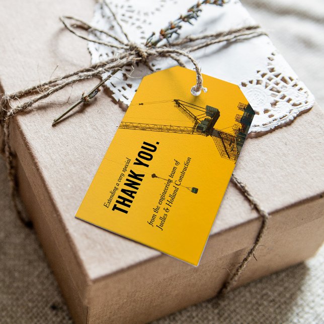 Etiqueta Para Presente Grua Sunset | Construção Obrigado (Criador carregado)