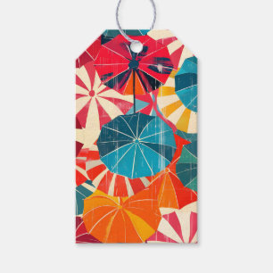 Etiqueta Para Presente Guarda-chuva retrô dia chuvoso Pop Art
