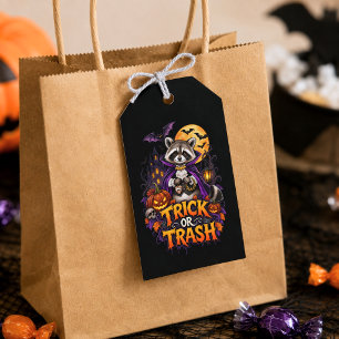 Etiqueta Para Presente Guaxinim de Halloween Vampiro Pegue ou Lixo