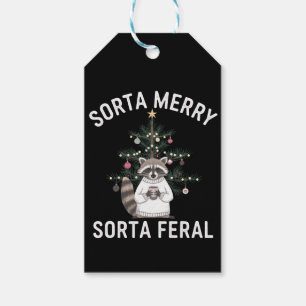 Etiqueta Para Presente Guaxinim de Natal Meio Alegre Meio Feral Natal