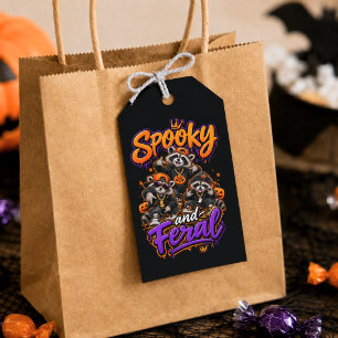 Etiqueta Para Presente Guaxinins de Halloween Hip Hop Feral Assustador