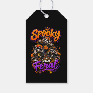 Etiqueta Para Presente Guaxinins de Halloween Hip Hop Feral Assustador
