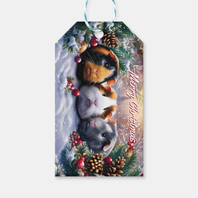 Etiqueta Para Presente Guiné Pigs Winter Wonderland Christmas (Frente)