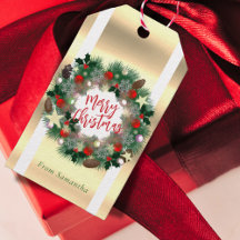 Guirlanda de Natal pinhas, estrelas, bolas vermelh