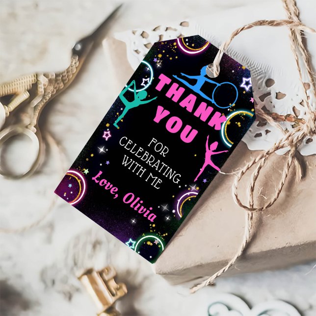 Etiqueta Para Presente Gymnastics Jump Play Aniversário Obrigado (Criador carregado)