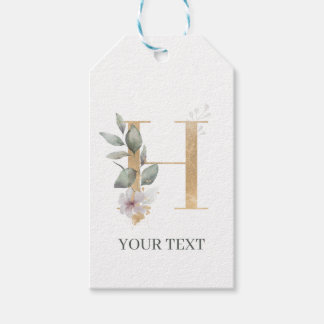 Etiqueta Para Presente H Monograma Floral Personalizado