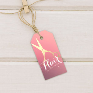 Etiqueta Para Presente Hairstylist Makeup Salon Modern Pink Tesoura Doura