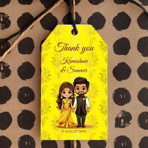 Etiqueta Para Presente Haldi Sangeet, obrigado de casamento índia, a favo