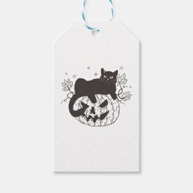Etiqueta Para Presente Halloween Cat (Frente)