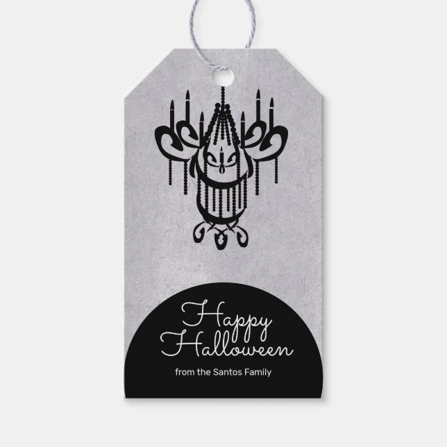Etiqueta Para Presente Halloween Chandelier Tombstone (Frente)