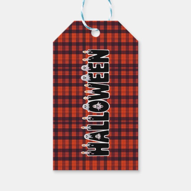 Etiqueta Para Presente Halloween Ghost Candle Lettering (Frente)