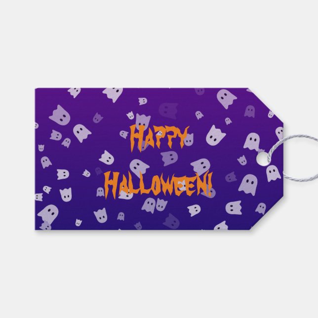 Etiqueta Para Presente Halloween Ghosts (Frente (horizontal))