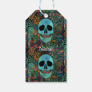 Etiqueta Para Presente Halloween Hippie Skull Thunder_Cove
