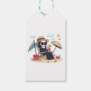 Etiqueta Para Presente Halloween no Verão – Ceifador na Praia