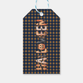 Etiqueta Para Presente Halloween Plaid Pumpkin