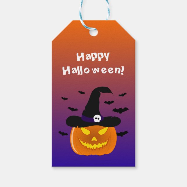 Etiqueta Para Presente Halloween Pumpkin Jack o’ Lantern Withat (Frente)