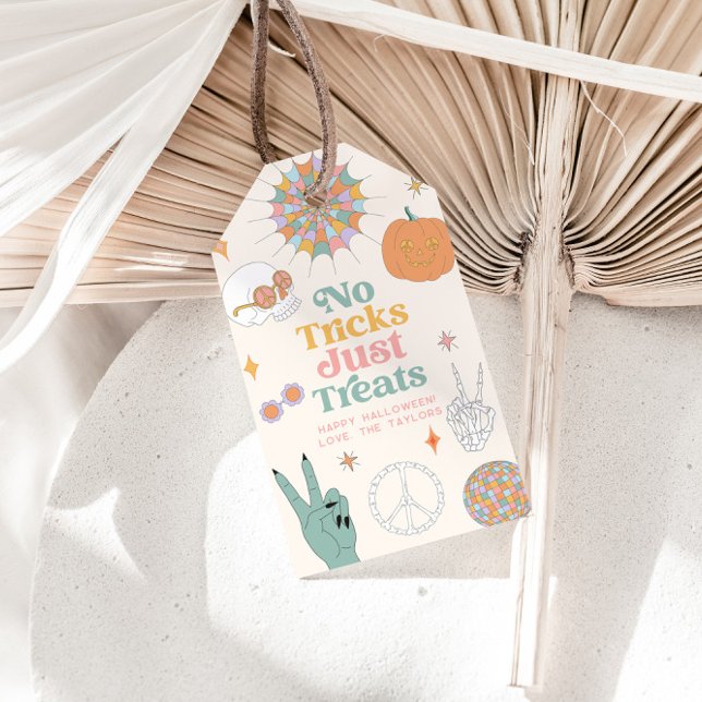 Etiqueta Para Presente Halloween Retrô Sem Travessuras Só Guloseimas (Criador carregado)