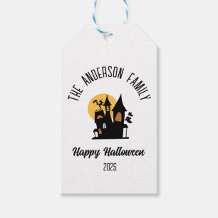 Etiqueta Para Presente Halloween Scary Hunted House Nome Personalizado
