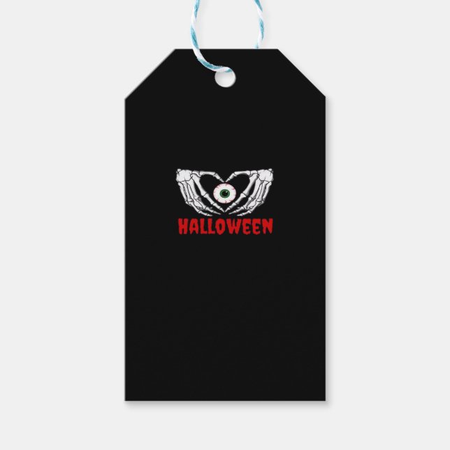 Etiqueta Para Presente Halloween - Skeleton Mãos Coração (Frente)