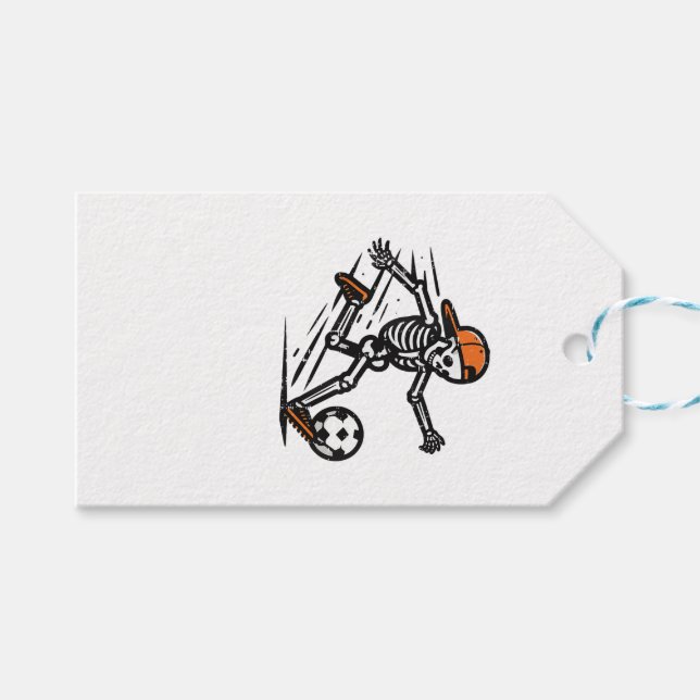 Etiqueta Para Presente Halloween Skeleton Soccer (Frente (horizontal))