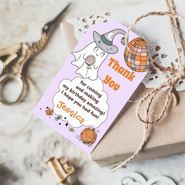 Etiqueta Para Presente Halloween Spooky Groovy Cute Ghost (Criador carregado)