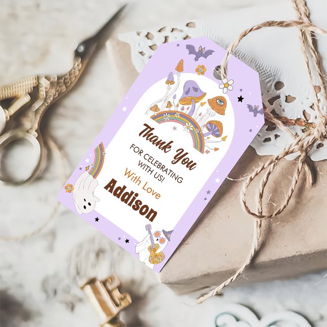 Etiqueta Para Presente Halloween Spooky Groovy Cute Ghost Birthday (Criador carregado)