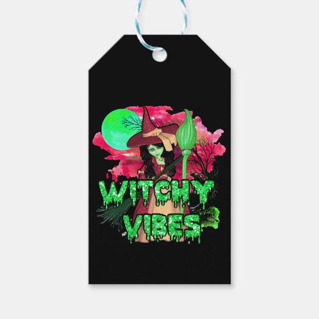 Etiqueta Para Presente Halloween Witchy Vibes (Frente)