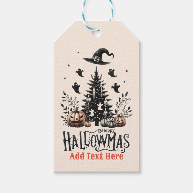 Etiqueta Para Presente Hallowmas Halloween Mashup de Natal (Frente)