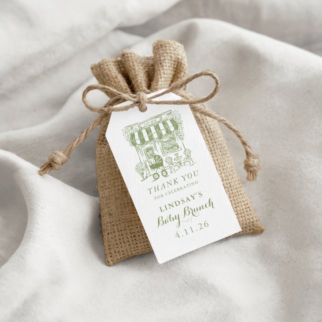 Etiqueta Para Presente Hand Drawn Cafe Bebe Baby Brunch (Criador carregado)