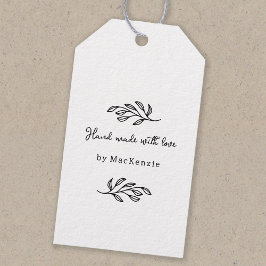 Etiqueta Para Presente Hand Made With Love Botanical Product Price Tag