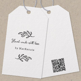 Etiqueta Para Presente Hand Made With Love QR code Product Price Tag