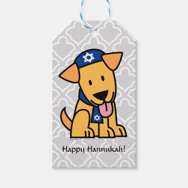 Etiqueta Para Presente Hanukkah Jewer Labrador Retriever Puppy Dog (Frente)