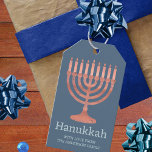 Etiqueta Para Presente Hanukkah Rustic Menorah Diversão Whimsical Modern<br><div class="desc">Etiquetas de presentes personalizadas de Chanucá acrescentam um toque personalizado às suas comemorações de feriado e este design de madeiras rústicas em casados azuis ricos e profundos, o capricho com modernos de uma forma deliciosamente divertida. Adicione seu nome em uma fonte azul-clara à parte inferior dessas etiquetas de presentes personalizadas...</div>