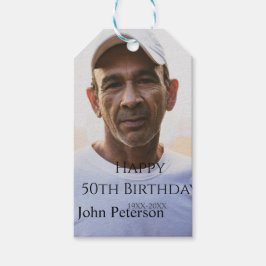 Etiqueta Para Presente Happy 50th birthday name photo year man simple min