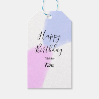 Etiqueta Para Presente Happy birthday pink purple pastel name simple eleg