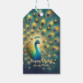 Etiqueta Para Presente Happy Diwali Peacock