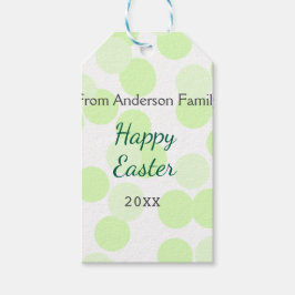 Etiqueta Para Presente Happy Easter gray green polka dots family name