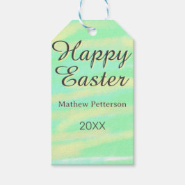 Etiqueta Para Presente Happy Easter green yellow pastel gray name year 